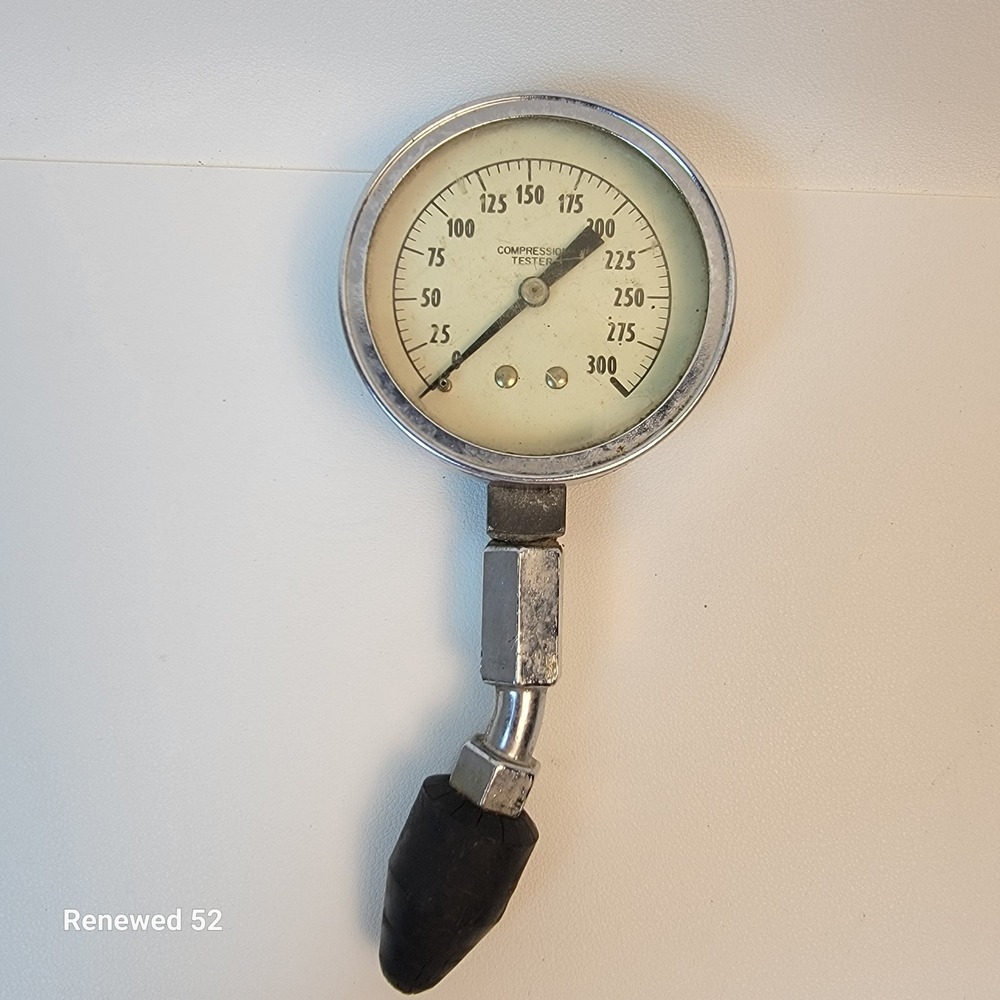 Vintage Engine‎ Compression Tester 0-300 PSI Analog Gauge Teal Metal Housing